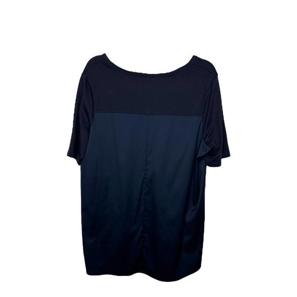 Chico's Womens High Low Tunic Blouse Size L Black Navy Short Sleeve NWOT - Picture 2 of 6